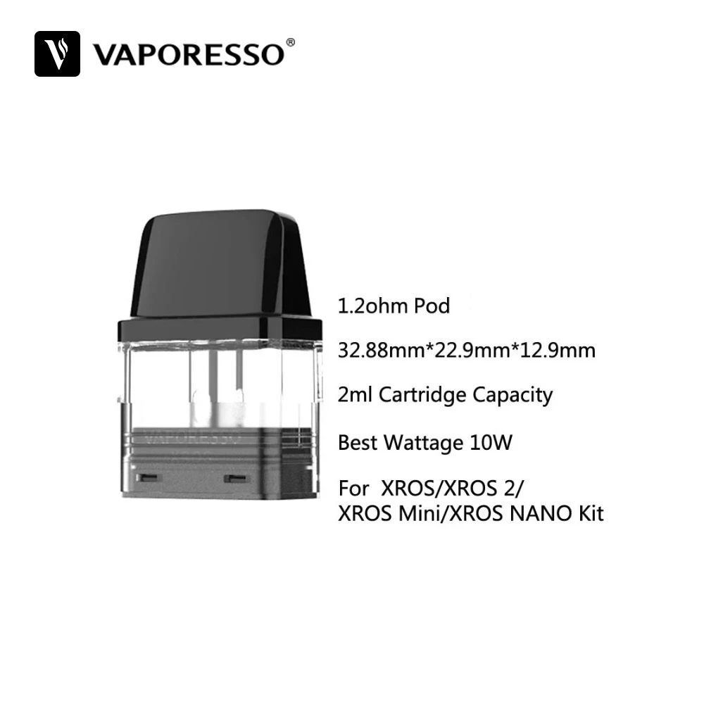오리지널 Vaporesso XROS 포드 빈 카트리지, XROS 2 XROS 나노 XROS 3 미니용, 3ML 0.6ohm 0.7ohm 0.8ohm 및 2ML 1.2ohm 1.0ohm, 로트당 4 개