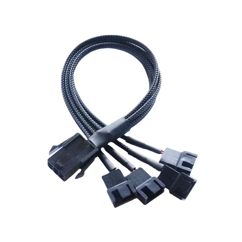 6 Pin PCI-E to 6 x 4Pin PC Case Fan Sleeved Cable 3/4Pin to 6Pin Computer Cooler Cooling Fan Splitter Y Power Cable