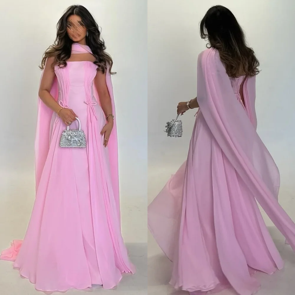 

Индивидуальные современные стильные элегантные шифоновые плиссированные платья с бантом, прямые длинные платья без бретелек, классические платья высокого качества на заказ