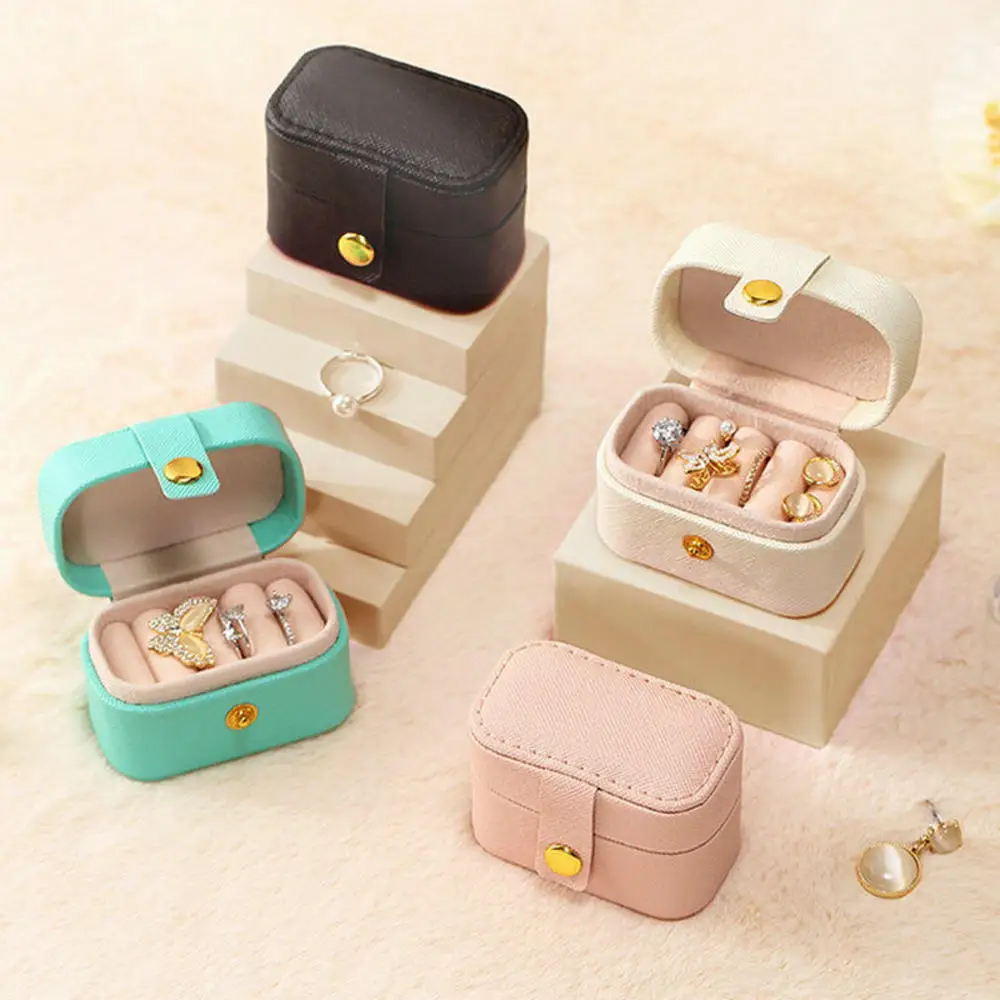 New Mini Portable Jewelry Box for Travel Necklace Earring Ring Storage High-grade PU Leather Women Jewelry Organizer Case