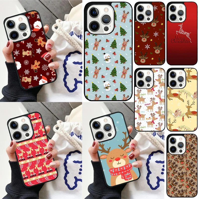 Merry Christmas Decorations Reindeer Cover For iPhone 16 13 14 15 Pro Max 12 Mini 11 15 Pro Max 7 8 Plus Max SE Phone Case