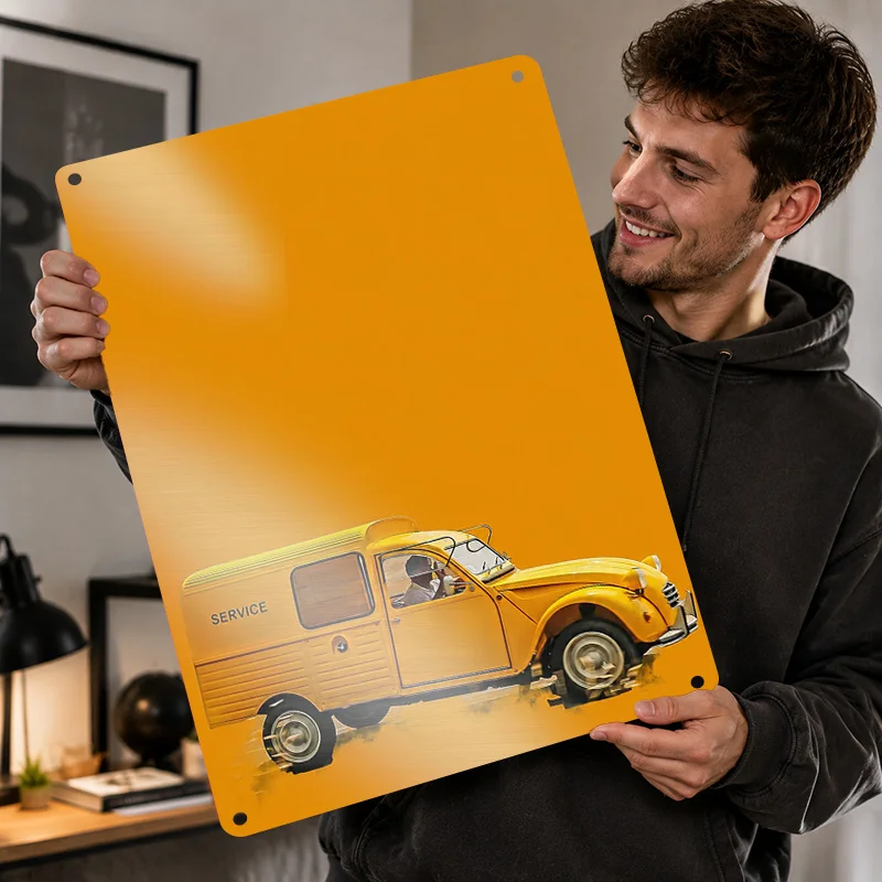France DS 2CV Traction Avant Vintage Car Printed Posters Customized Metal Sign Mechanical Profile Wall Art Ideal In Media Lounge