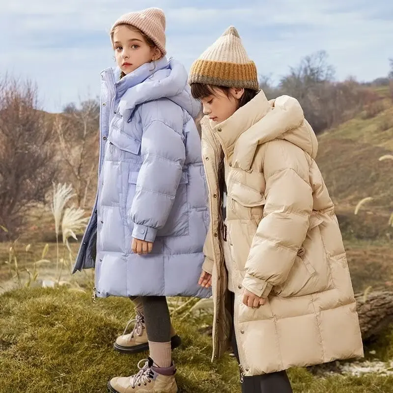 Long Jacket For Girls Winter New -30 Korean Thick Warm Outerwear Boys Kids Parka Winter snowsuit Teenage 10 12 14 years