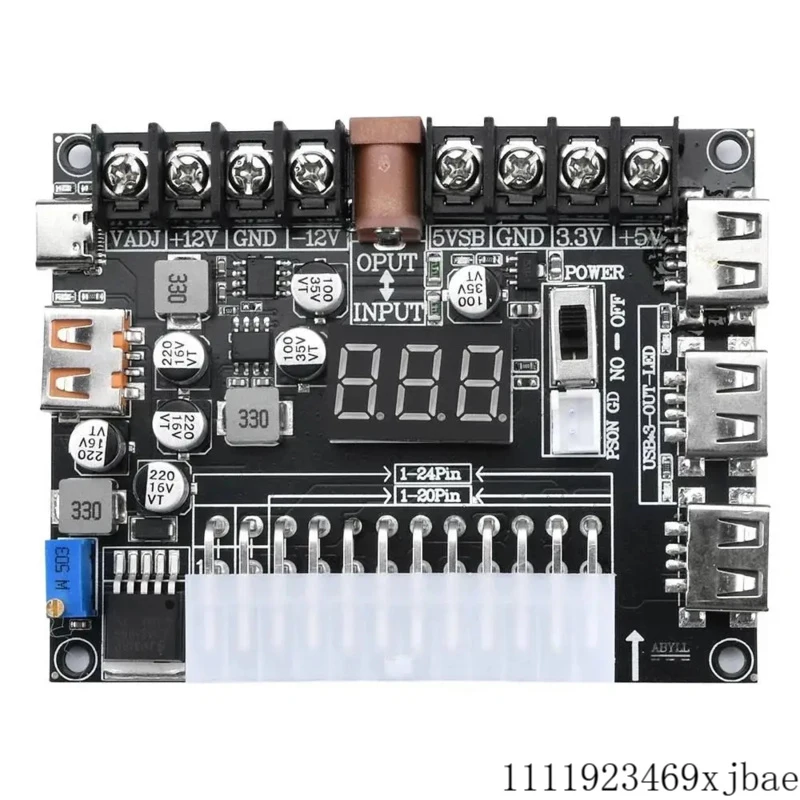 20/24 Pin Atx Power Adapter Board Power Module Adapter Adjustable Voltage With Red Digital Display Support For Pd2.0/Pd3.0