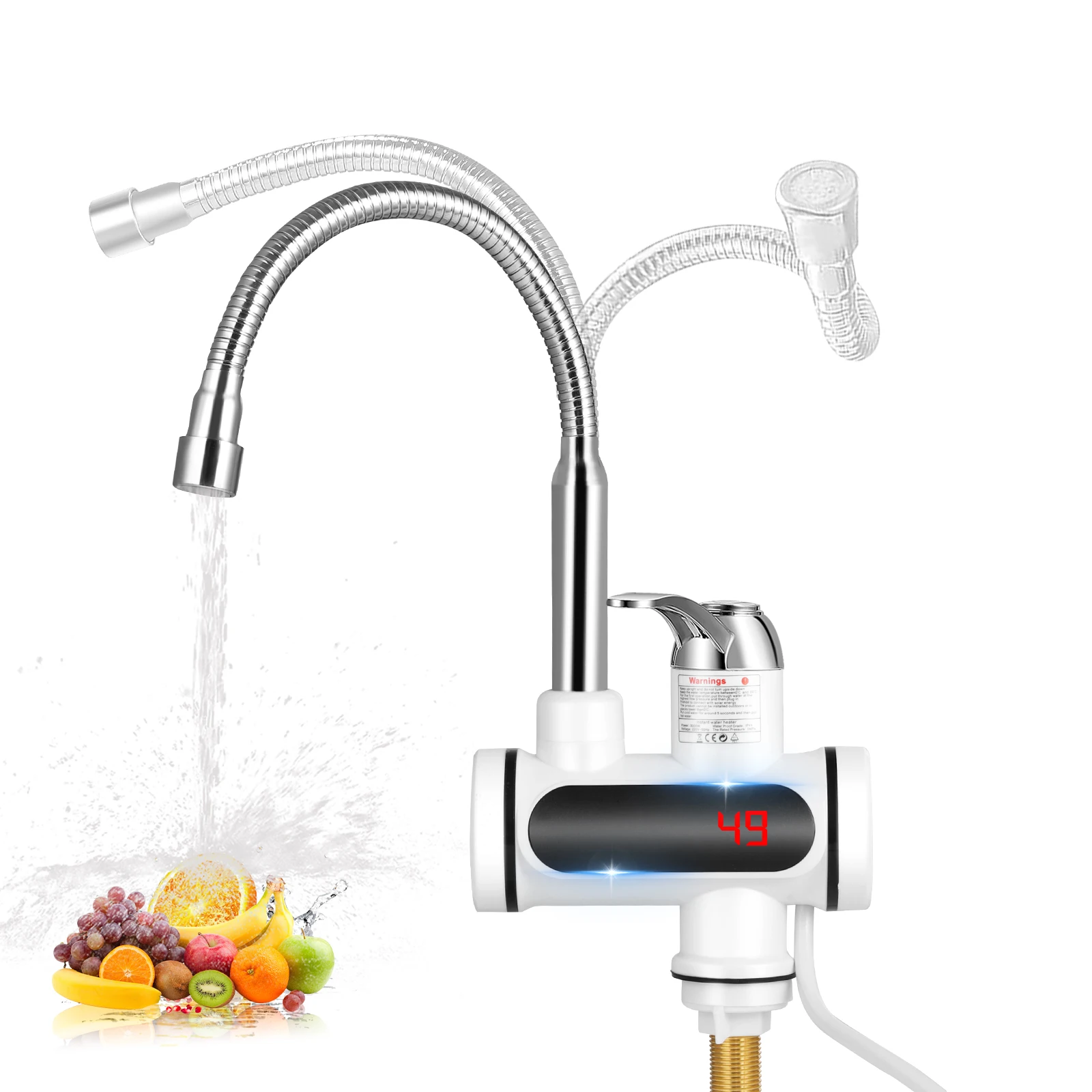 Robinet chauffe-eau électrique instantané LED, robinet d'eau froide et chaude 220V, chauffe-eau pour cuisine et salle de bain
