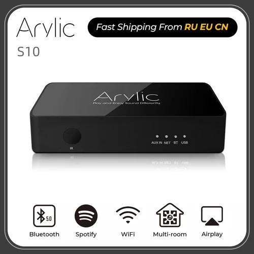 Arylic S10 + 와이파이 및 블루투스 5.0 HiFi 스테레오 오디오 앰프, Tadil Airplay DLNA 인터넷 멀티룸 오디오 프리앰프, 신제품 