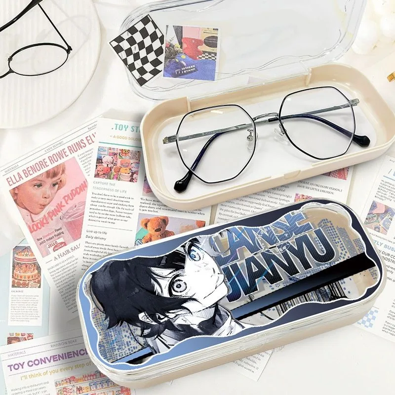New Blue Lock Yoichi Isagi Meguru Seishiro Nagi Anime Cartoon Cool Glasses Case Creative Personality Large Capacity Storage Box