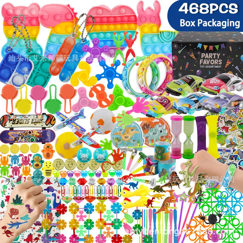 468/300Pc Funny Party Favors for Kids Birthday Gifts Wall Climber Push Bubble Stress Relief Toy Giveaway Pinata Filler Bulk Toys