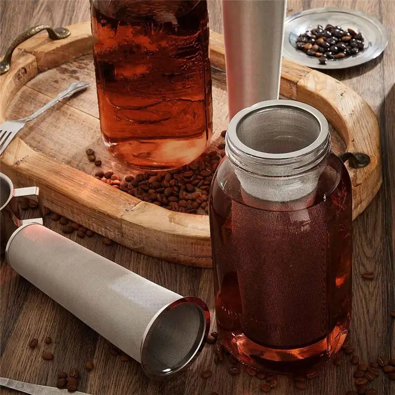 NEW HOT In Stock-Premium Stainless Steel Mason Jar Ice Coffee Maker Ice Tea Infuser Thick Mesh Coffee Filter Strainer Easy Insta