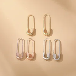 Simple Mini Safe Pin Earrings for Women Metal Gold Color Instagram Style Simple Fashion Jewelry Accessories