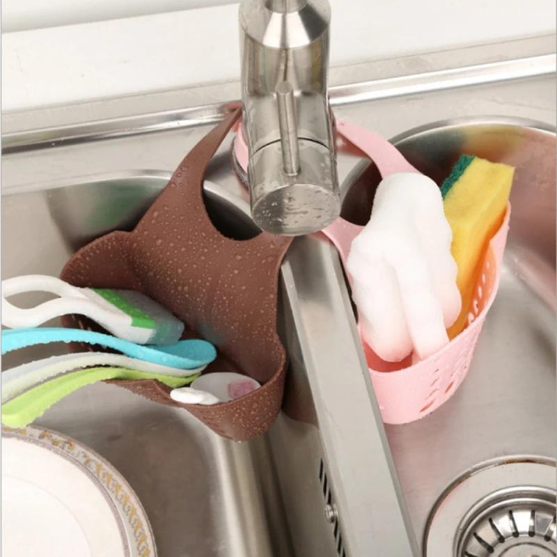 Kitchen Sink Holder Hanging Drain Basket Adjustable Soap Sponge Shelf Organizer Bathroom Faucet Holder Rack Kitchen Accessories