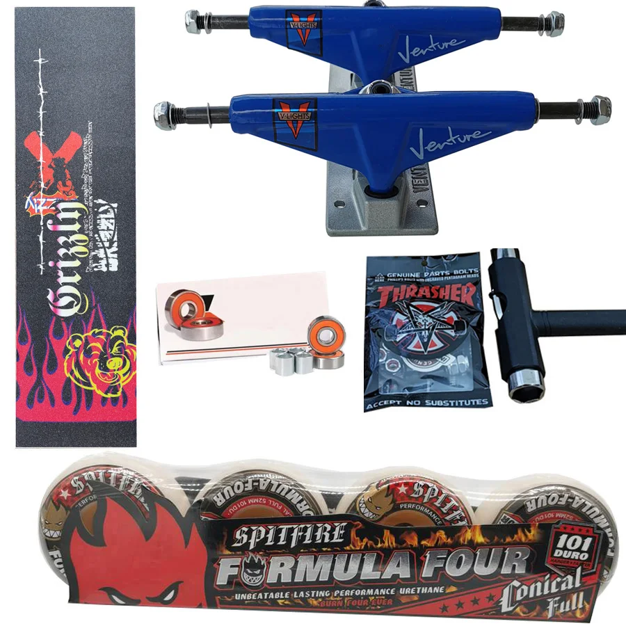 Spitfire Wiel Gesmeed 5.25Inch Venture Skateboard Trucks Goede Kwaliteit Pro Chroomstaal Lagers Grip Tape Skateboards