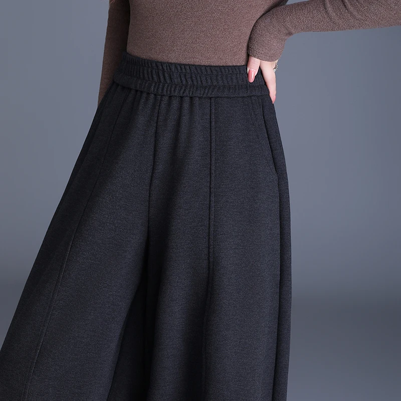 ZUZK, pantalones bombachos cálidos de alta calidad a la moda, pantalones informales con cintura elástica de invierno, pantalones elegantes de talla grande para mujer