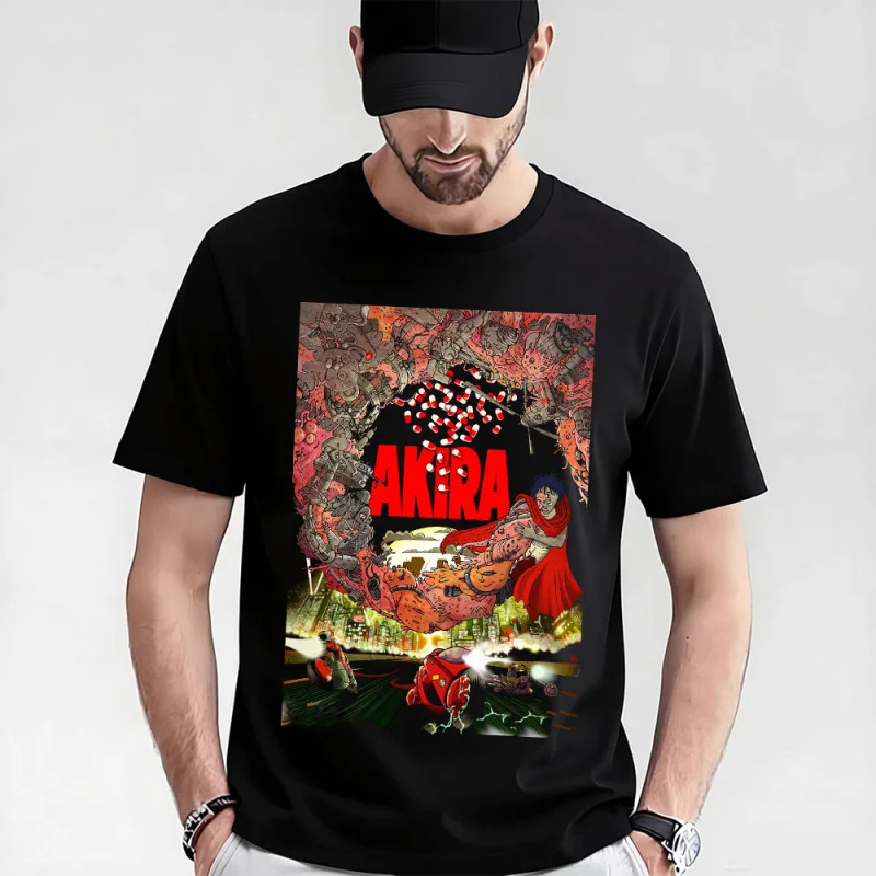 

0325 Otomo Akira Anime T Shirt Cyberpunk Manga City explosion Graphic clothes cyber mecha Neo-Tokyo Streetwear All size tops