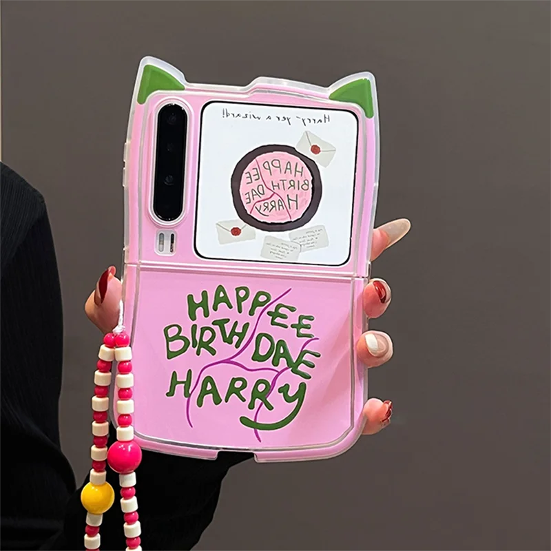 

zflip7 case Cute Magnetic Phone Case samsung z flip7 zfli6 zflip5 case Pink 3d animal ears Happy Birthday Gift