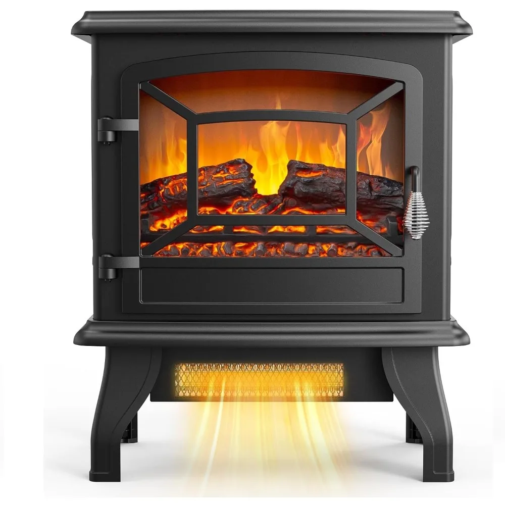 Estufa de chimenea eléctrica ROVSUN, calentador de espacio eléctrico independiente de 20''H con temperatura ajustable, efecto de llama realista y