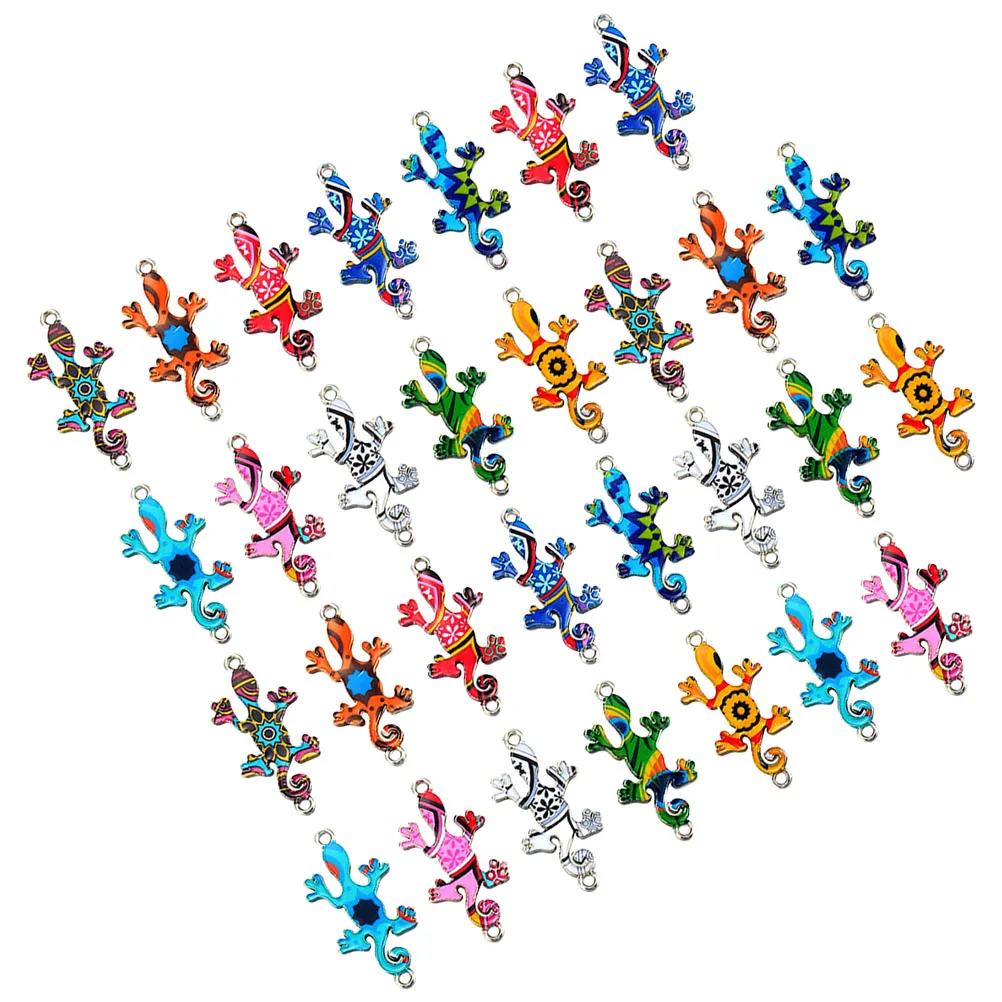 

30pcs Alloy Gecko Jewelry Accessories 35x22x2mm DIY Bracelet Charms for Necklace Making Cute Animal Pendants Gifts