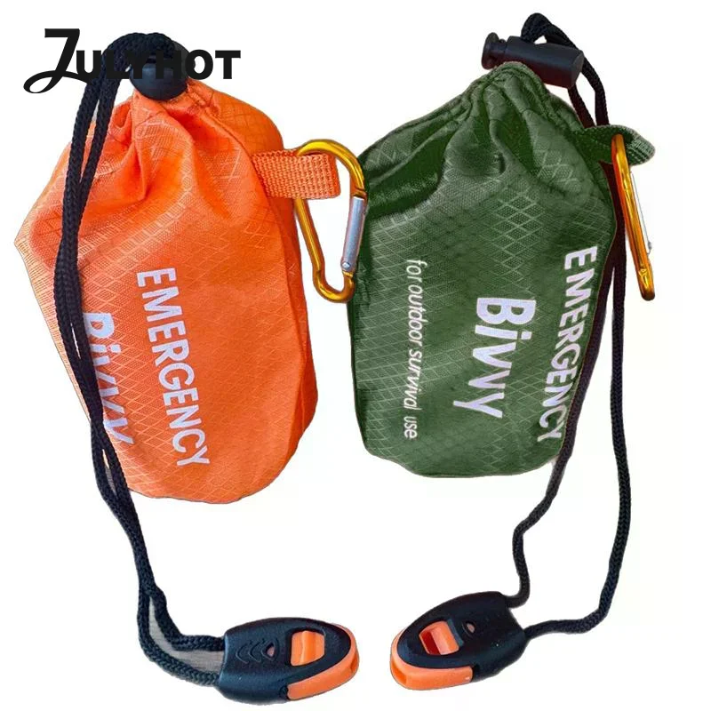 Emergency Sleeping Bag With Whistle Carabiner Ultra Waterproof Thermal Blankets Lightweight Survival Sleeping Bag