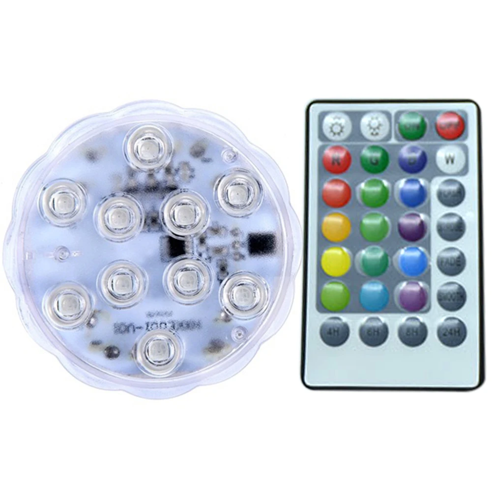 12 LED Home Remote Controlled Submarine Illumination Waterproof Round RGB Low Noise Color Changing Swimming Pool Aquarium Light