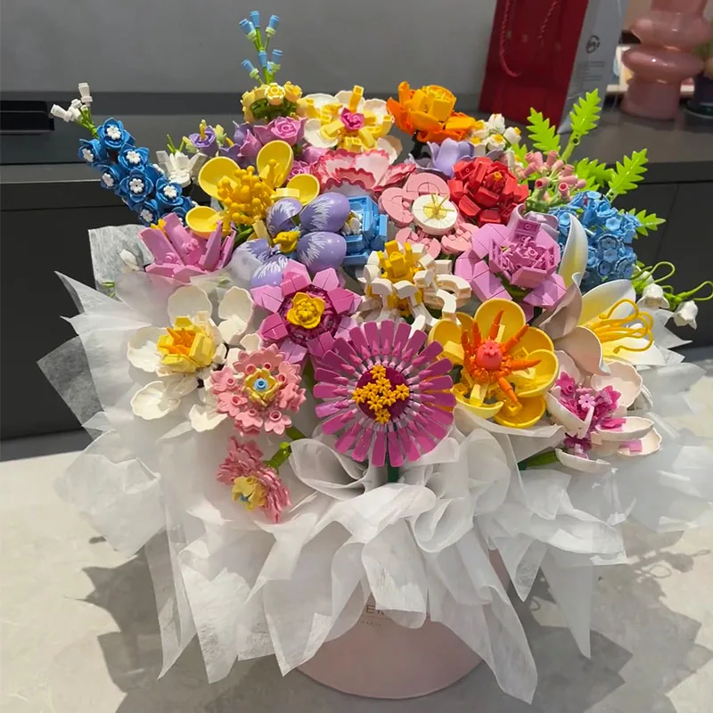 Zestaw DIY Romantyczne Róże Kwiaty Klocki Ogrodki z Kwiatami Wiśni Budynki Klocki Klasyczny Model Mini Klocki Zestawy dla Dzieci