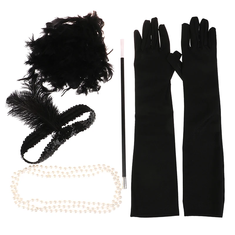 1920er Jahre Cosplay Flapper Charleston Kostüm 1920er Jahre Gatsby Accessoires rosa nackte Kopf bedeckung große Gatsby Feder Stirnband