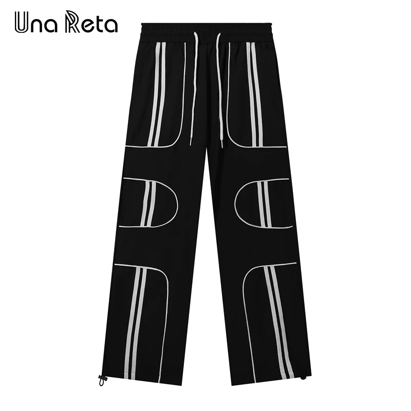 

Una Reta Y2K Man Pants Harajuku Hip Hop Unique Cut Design Pants Men Sweatpants Elastic Waistline Sweatpants Couple Trousers