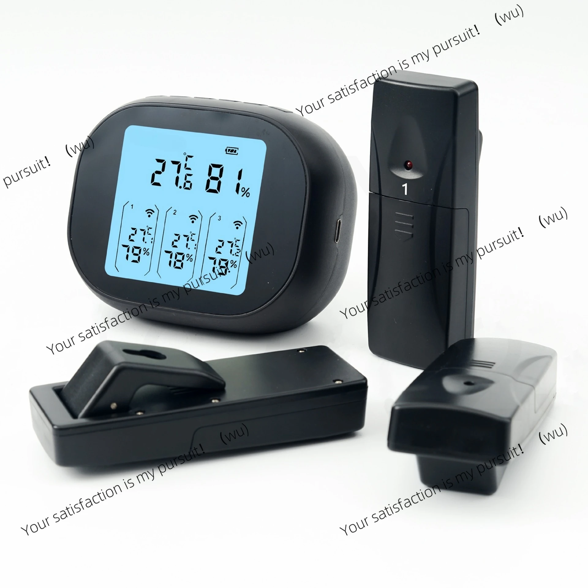 USB charging wireless indoor and outdoor temperature refrigerator hygrometer digital electronic thermometer one to three