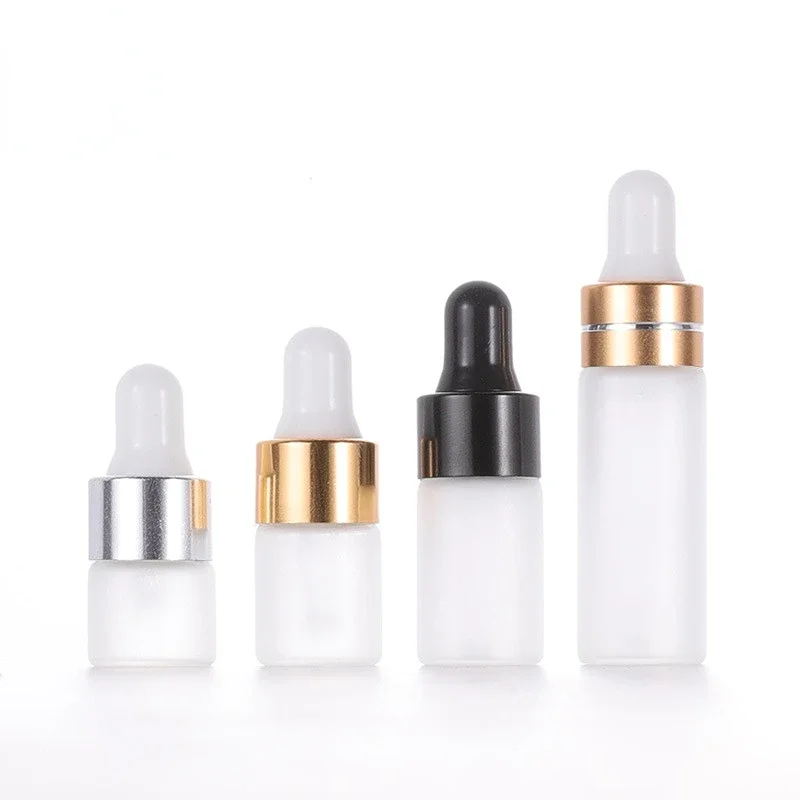 1-5ml Dropper Bottle Small Fine Oil Clear Frosted Glass Sample Essence Separate Empty Essential Oils Bottles Refillable Vials