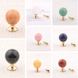 25mm Natural Crystal Ball Furniture Handle Drawer Knob Ore Brass Handles For Kitchen Cabinet Door Cupboard Wardrobe Pulls Diy