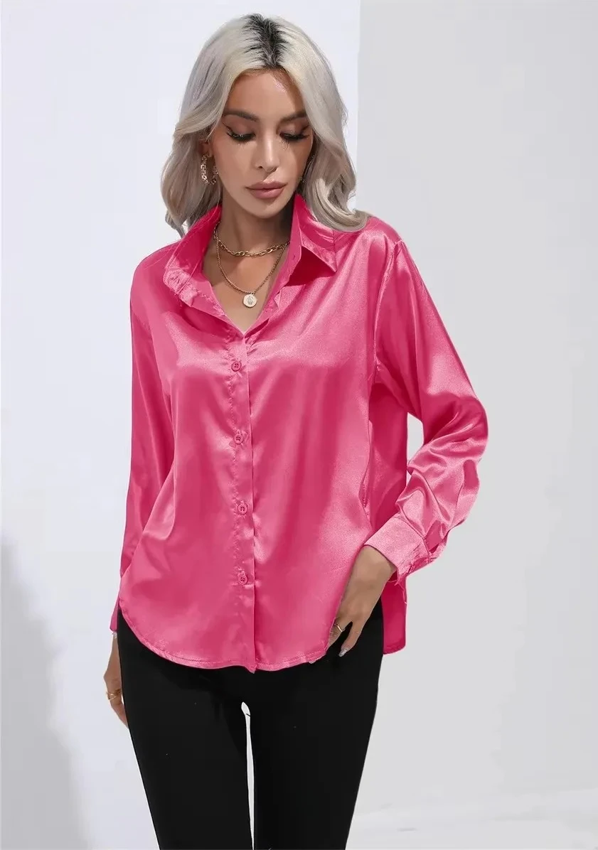 المرأة الربيع والخريف نمط عارضة الداخلية قميص المرأة طويلة الأكمام طوق بلون النايلون بطانة أعلى