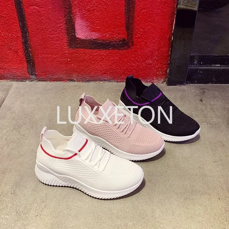 Spring and Autumn 2024 New Lightweight and Versatile Soft Sole Breathable Mesh Comfortable Knitted Casual Women's Shoes