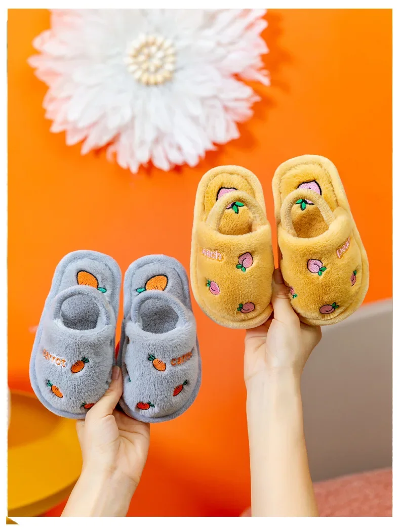 Kinder-Baumwoll-Hausschuhe, einfarbig, warm, für den Winter, für Jungen und Mädchen, mit Plüschfutter, für den Innenbereich, weiche Sohle, rutschfest, Baumwollschuhe. – Detail 14