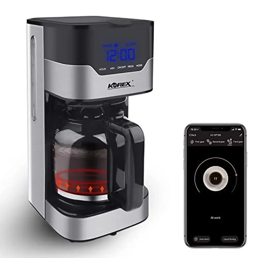 

Drip Filter Coffee Machine 1.5L Capacity Smart Programmable APP Connectivity Glass Carafe Reusable Filter Alexa Operation