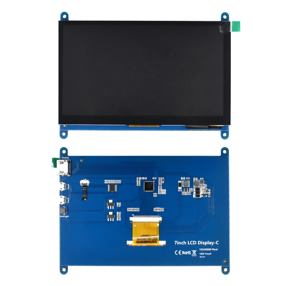 7 zoll 1024*600 TNT Kapazitiven Touch Panel TFT LCD Modul Display für Raspberry Pi 3 B +/4b