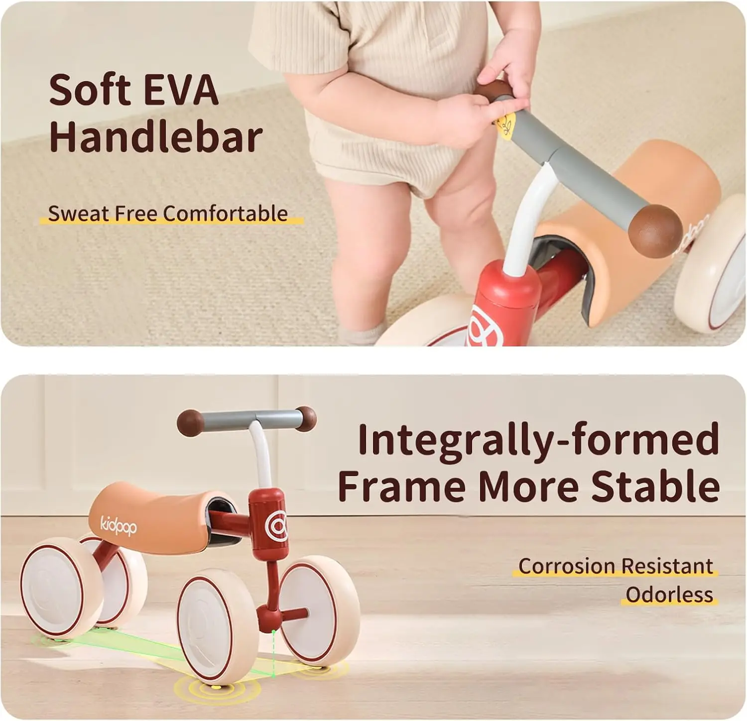 Vélo d'équilibre pour bébé de 1 an, jouets pour enfants en bas âge, cadeau de premier anniversaire, premier vélo pour tout-petits (rouge)