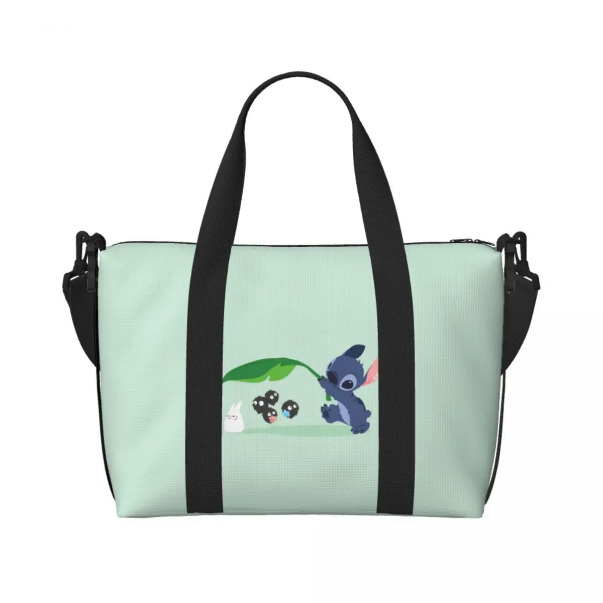 

Custom Funny Friends And Stitchs Anime Beach Tote Bag Women Extra Large Gym Carry On Adventure Film Travel Shopping Bags