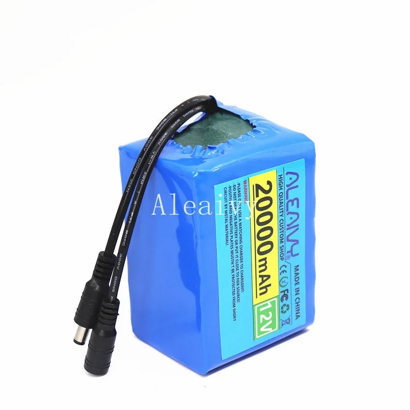 Aleaivy 12V 20Ah 18650 lithium battery pack with BMS, for audio monitoring, emergency light uninterrupted power supply+12.6V 3A