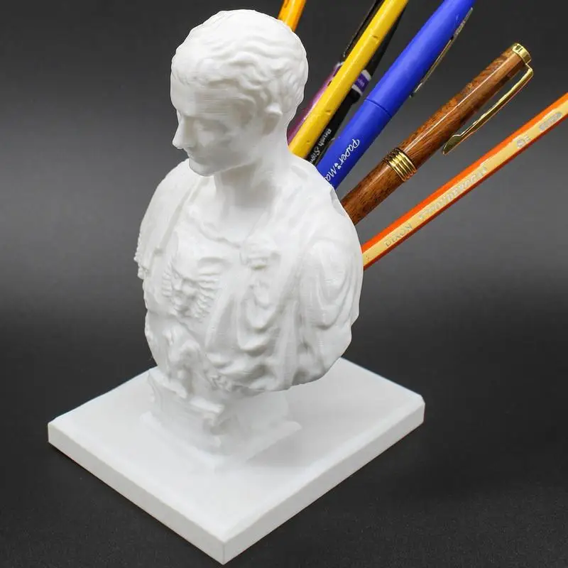 Julius Caesar Bust Pencil Holder Resin Ides Of March Desk Pen Holder Creative Marker Holder For Desktop Table Desk Ornament