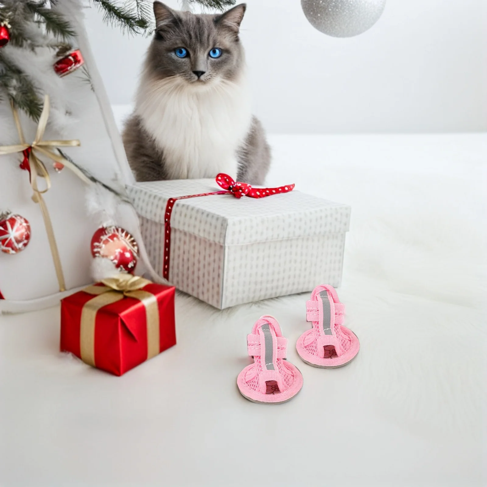 

4pcs Pet Sandals Dog Shoes Summer Mesh Breathable Anti-Slip Comfortable Pads Protection For Hot Pavement Beach Outdoor Puppy