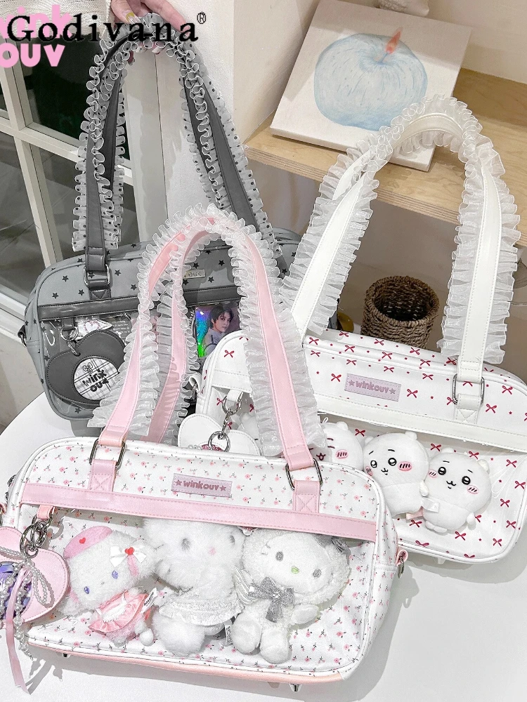 

2D академический стиль, японская оригинальная сумка для боли в стиле Лолиты, большая вместительная сумка для куклы 20 см, сумка через плечо с вентилятором для женщин