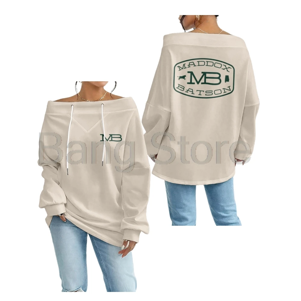 

Maddox Batson MB Logo Толстовка с вырезом «лодочка» Женская повседневная уличная одежда с длинными рукавами ‌