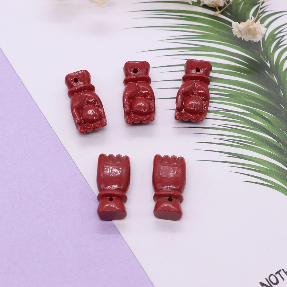 

Personality Synthetic Coral Dyed Red Carved Palm-shaped Cross-hole Loose Bead Pendant DIY Necklace Jewelry Accessory Material