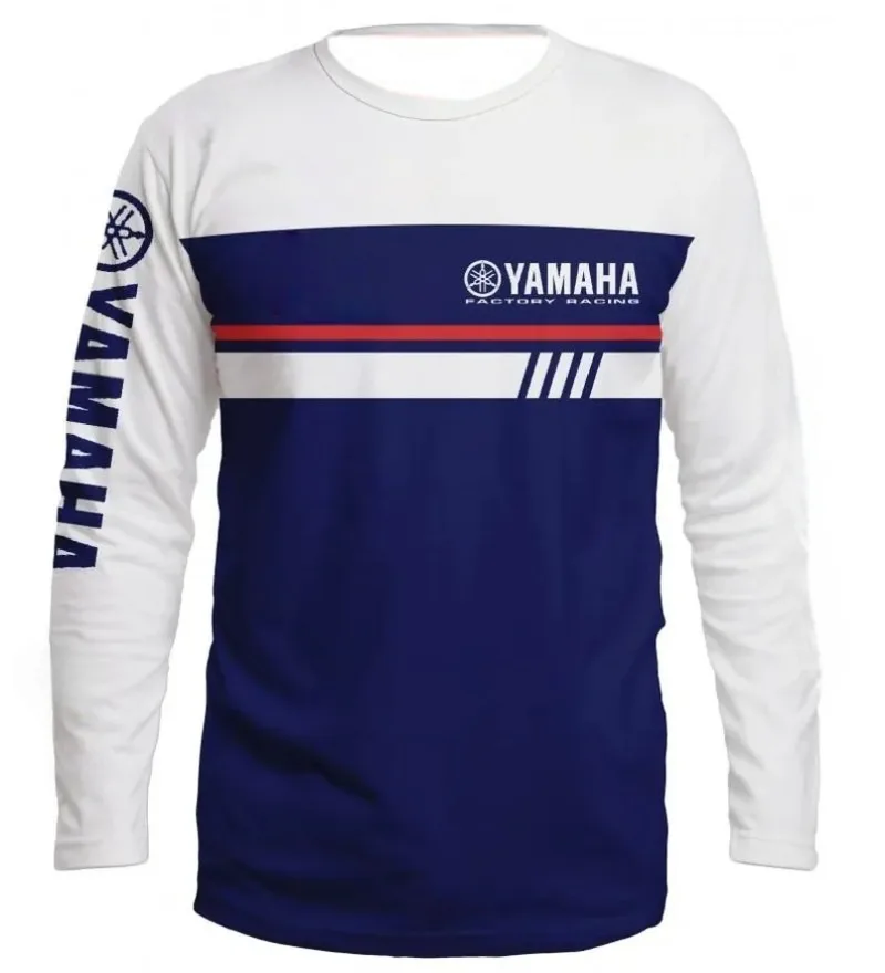 

Spring and Summer Trendy Yamaha White and Blue Long Sleeve T-shirt for Men and Women Sunscreen Motorcycle Cycling Sweatshirt