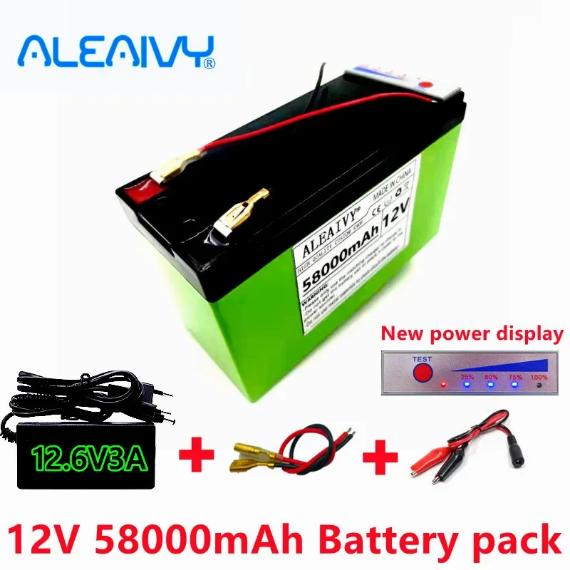 

New Power Display 12v 58ah LiFePO4 Lithium Battery Pack Is Suitable for Solar Energy and Electric Vehicle Battery+12v 3a Charger