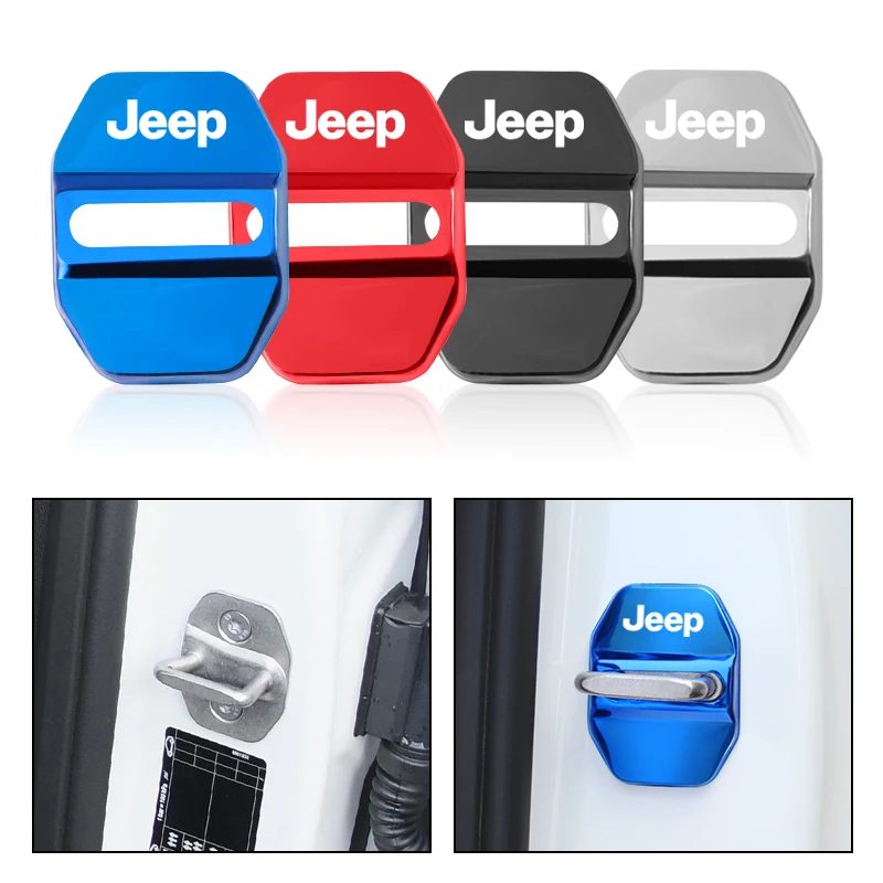 4 قطعة غطاء قفل باب السيارة أغطية حماية اكسسوارات ل جيب جراند شيروكي رانجلر JK المصارع البوصلة رينيجيد باتريوت لي #1