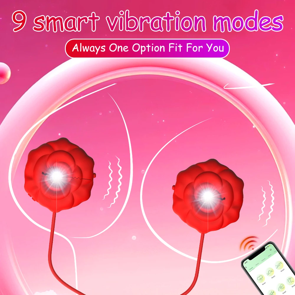 Nipple Vibrator Sex Toys for Women 9 Vibration App Controlled Vibrating Nipple Clamps BDSM Fetish Couples Flirting Sex Pleasure