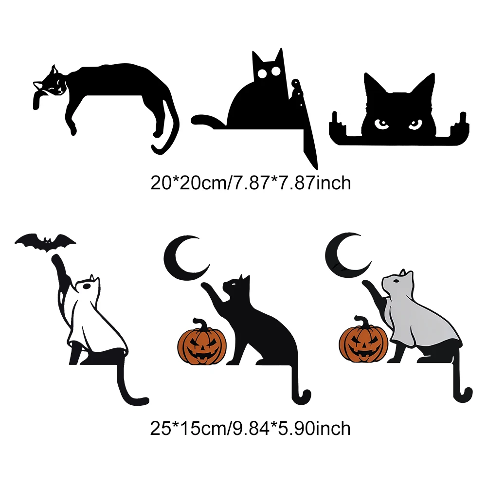 قبعة باب القط للهالالوان ، علامة الزاوية المعدنية ، ديكور الإطار الإبداعي ، القط الأسود ، الجدار الداخلي والخارجي #6