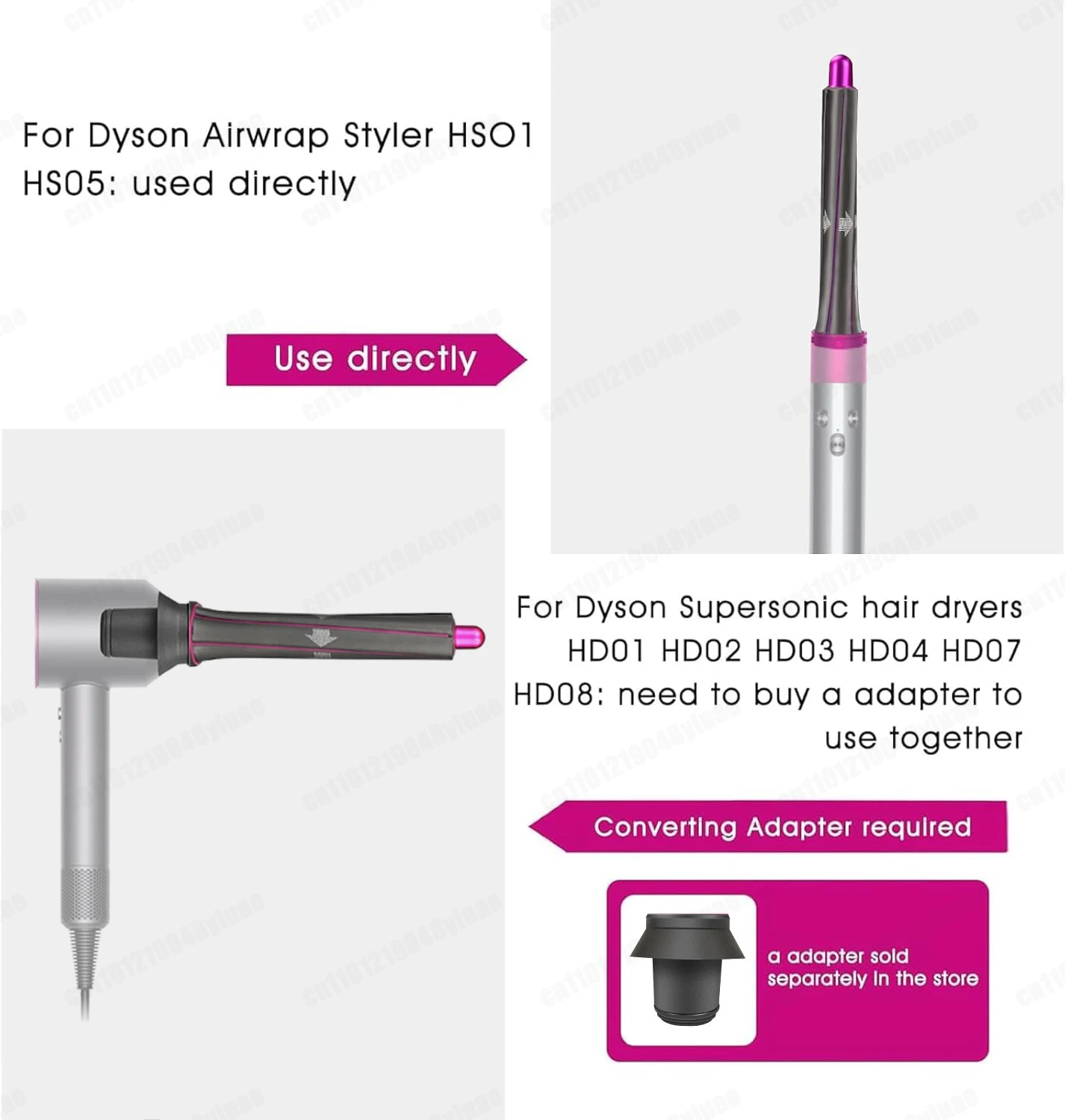 ل دايسون الأسرع من الصوت مجفف الشعر اكسسوارات السيارات الشباك الفوهات 20/30/40 مللي متر العصا التجعيد ل دايسون HD سلسلة مجفف الشعر الناشر