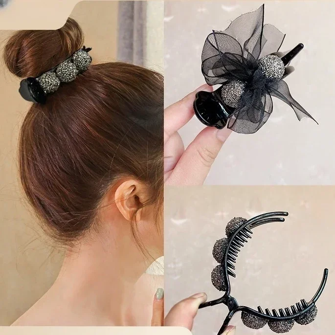 Korean version of fashionable and delicate rhinestone clips, back of the head, balls, head grips, feminine shark clips, hairpins