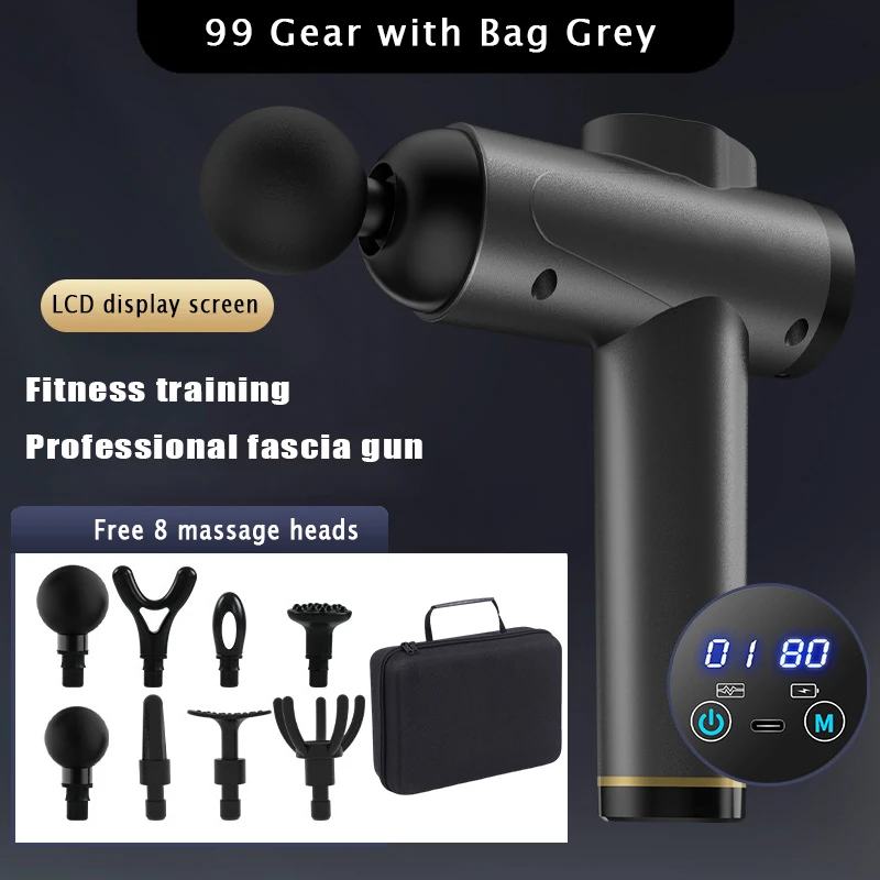 99 Gear Professional Muscle Massage Gun Lcd Masajeador Body Electric Massager for Neck and Back Gym Relaxation Treatment Pain